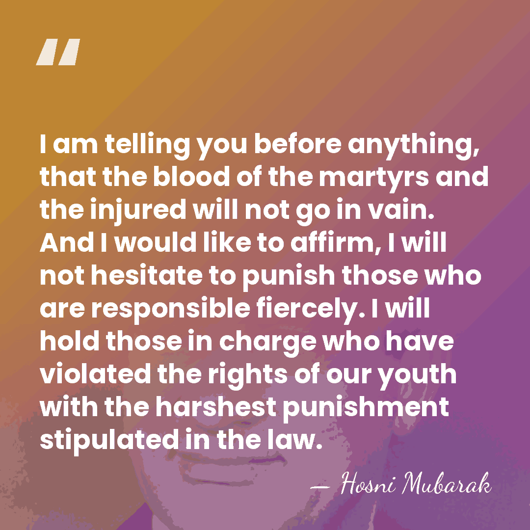 I am telling you before anything, that the blood of the martyrs&hellip; - Hosni Mubarak