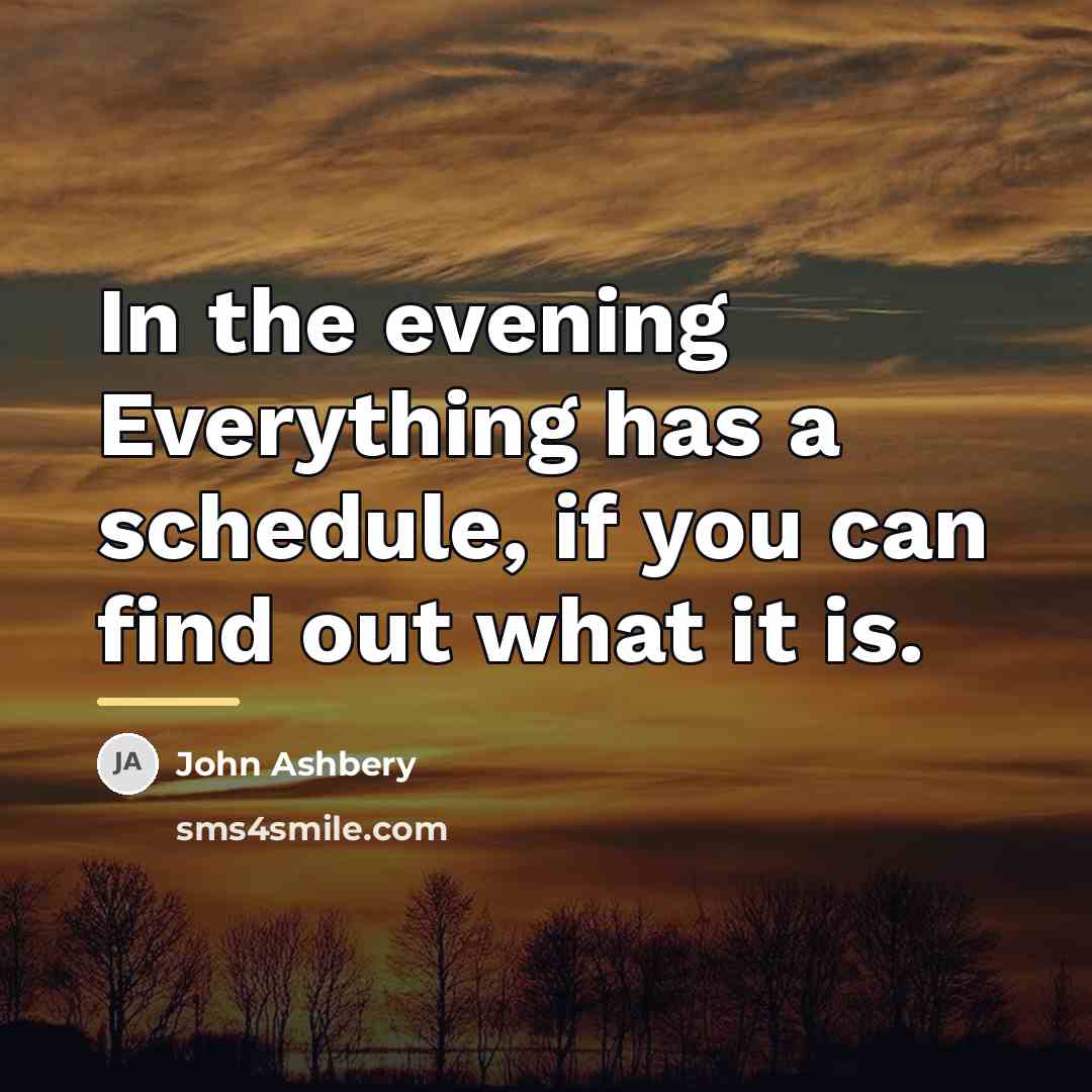 “In the evening Everything has a schedule, if you can…” quote by John Ashbery