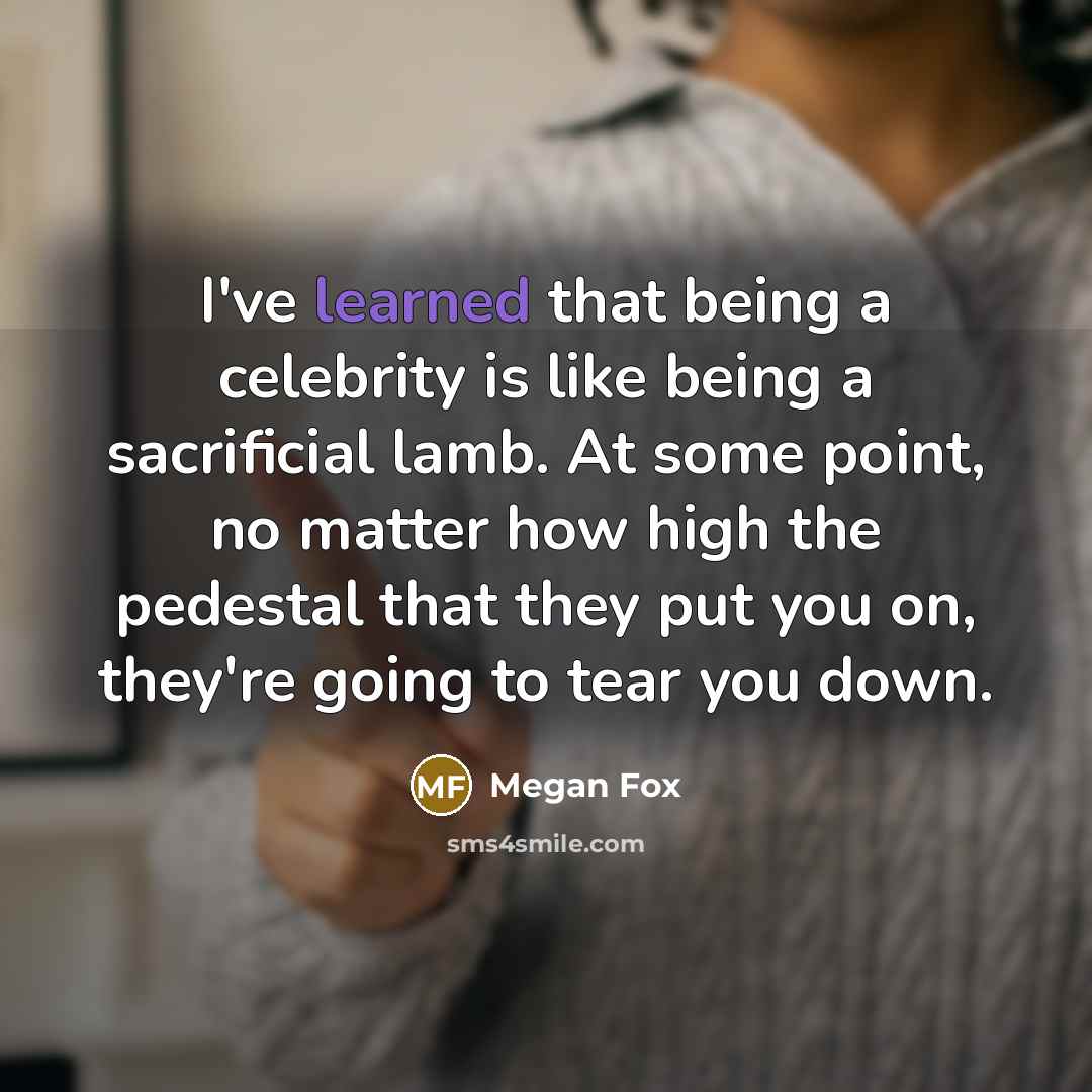 “I've learned that being a celebrity is like being a…” quote by Megan Fox