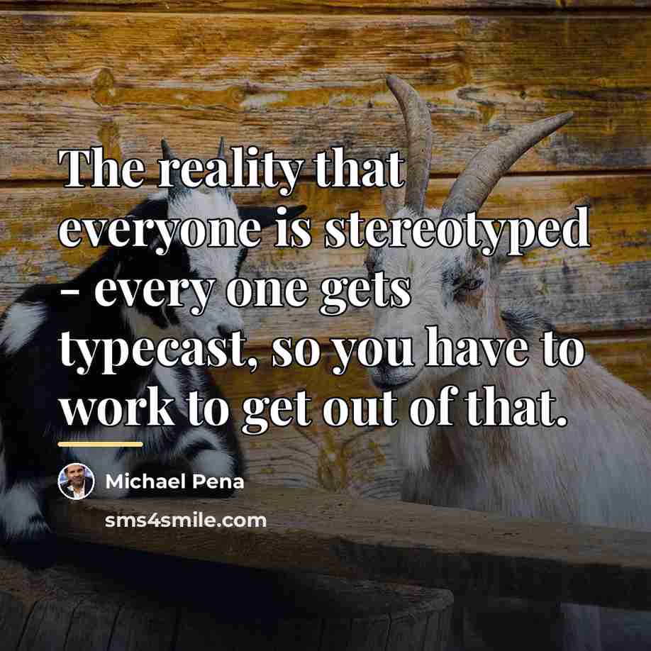 “The reality that everyone is stereotyped - every one gets…” quote by Michael Pena