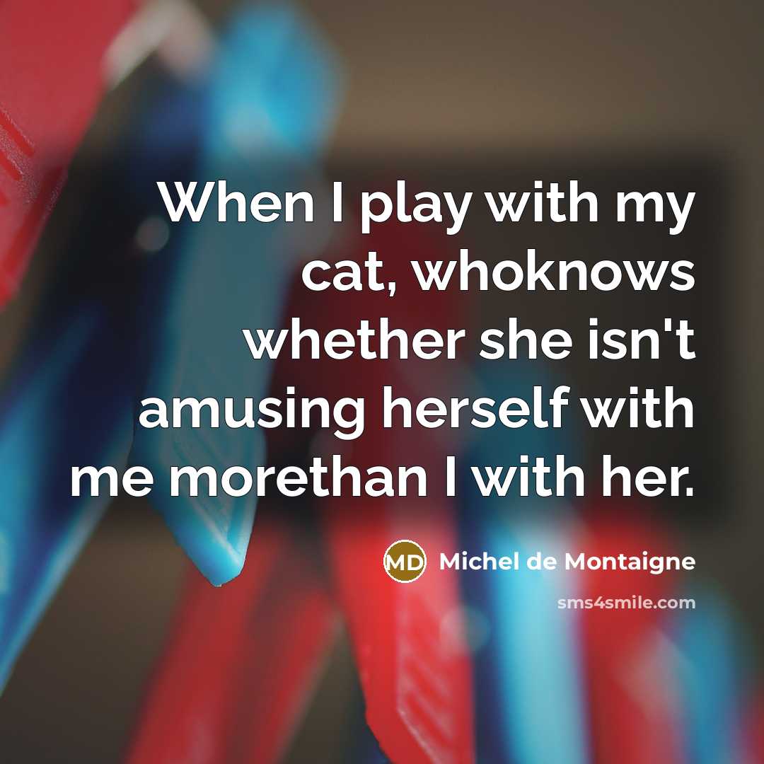 “When I play with my cat, whoknows whether she isn't…” quote by Michel De Montaigne