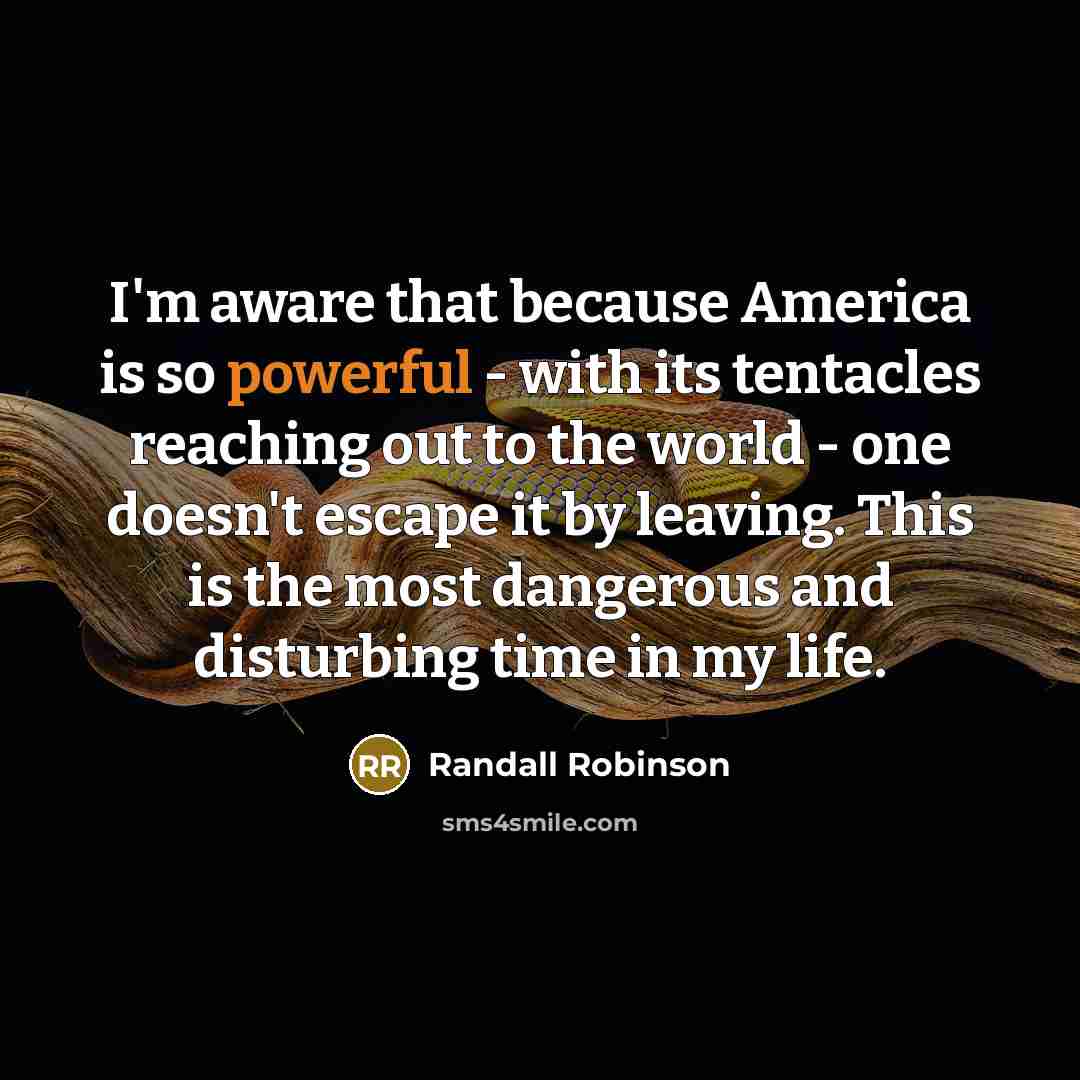 “I'm aware that because America is so powerful - with…” quote by Randall Robinson