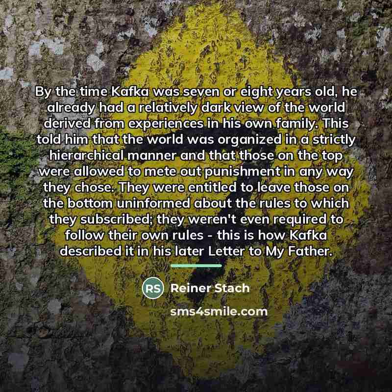 “By the time Kafka was seven or eight years old,…” quote by Reiner Stach