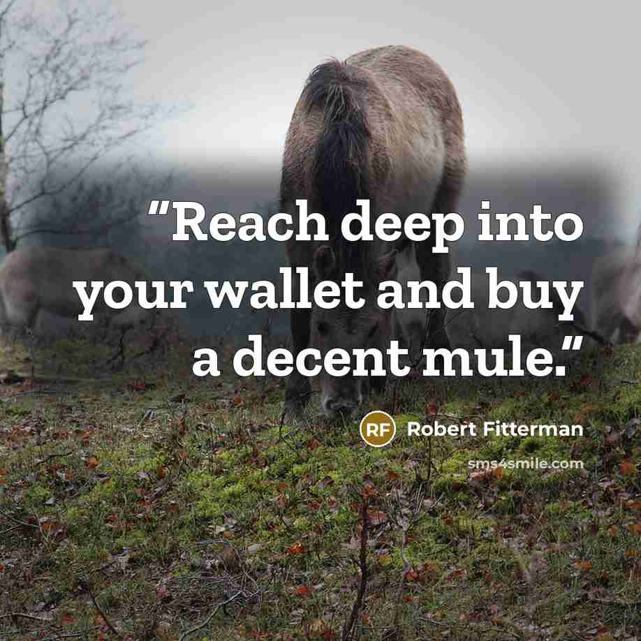 “Reach deep into your wallet and buy a decent mule.” quote by Robert Fitterman