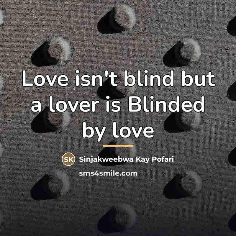 “Love isn't blind but a lover is Blinded by love…” quote by Anonymous