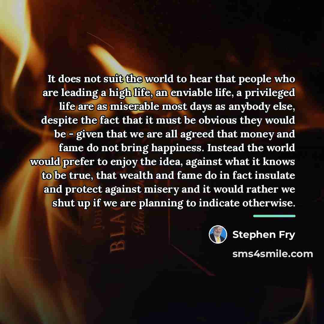 “It does not suit the world to hear that people…” quote by Stephen Fry
