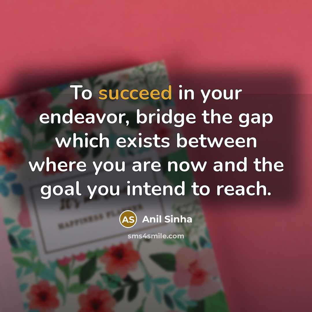 “To succeed in your endeavor, bridge the gap which exists…” quote by Anil Sinha