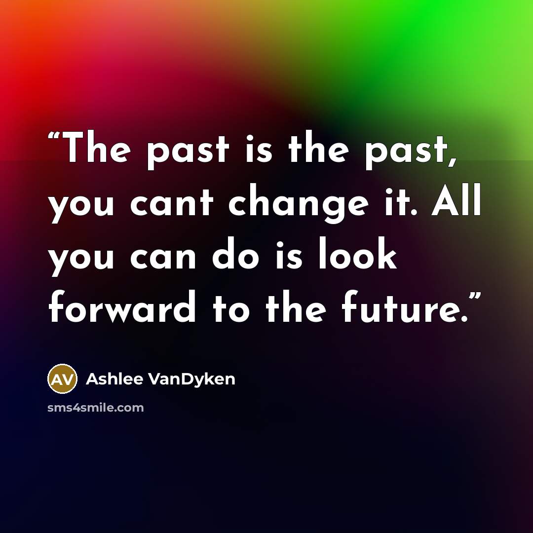 “The past is the past, you cant change it. All you can do is look forward to the future.” quote by Ashlee VanDyken