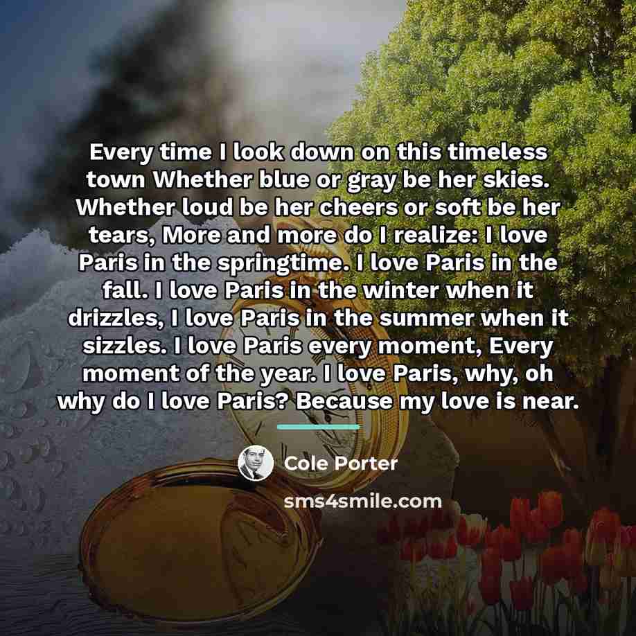 “Every time I look down on this timeless town Whether…” quote by Cole Porter