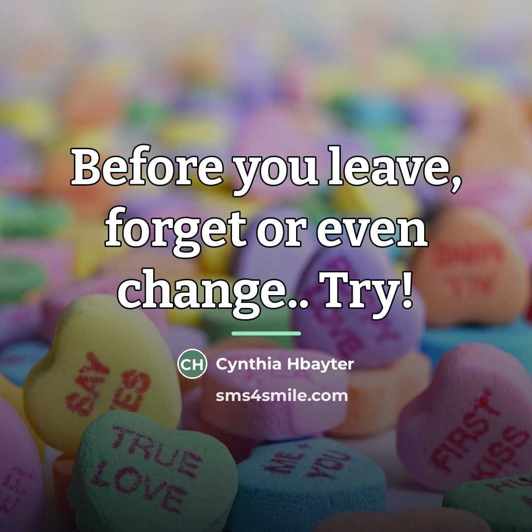 “Before you leave, forget or even change.. Try!…” quote by Cynthia Hbayter