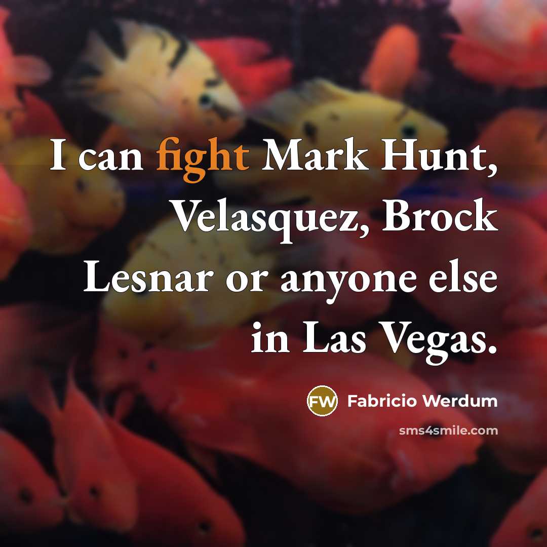 “I can fight Mark Hunt, Velasquez, Brock Lesnar or anyone…” quote by Fabricio Werdum