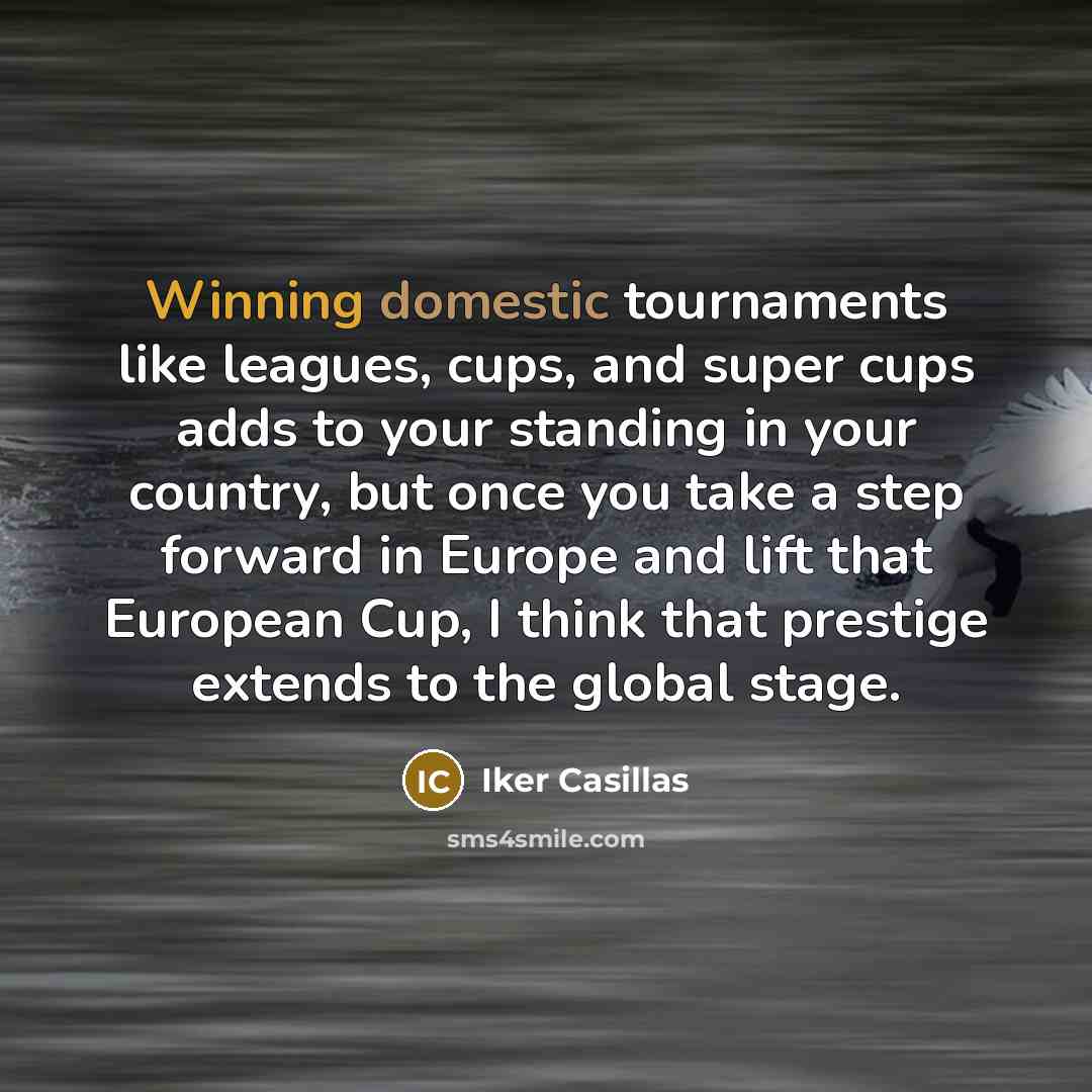“Winning domestic tournaments like leagues, cups, and super cups adds…” quote by Iker Casillas