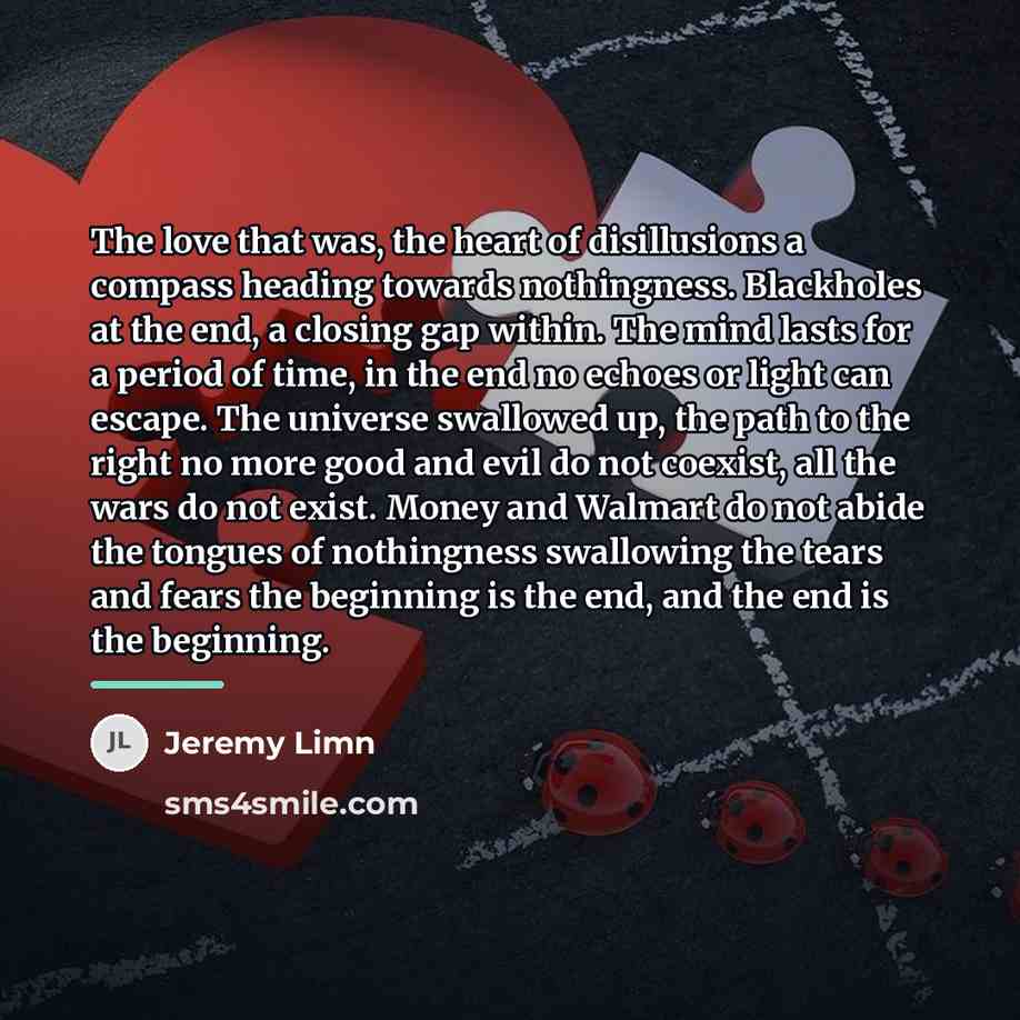 “The love that was, the heart of disillusions a compass…” quote by Jeremy Limn