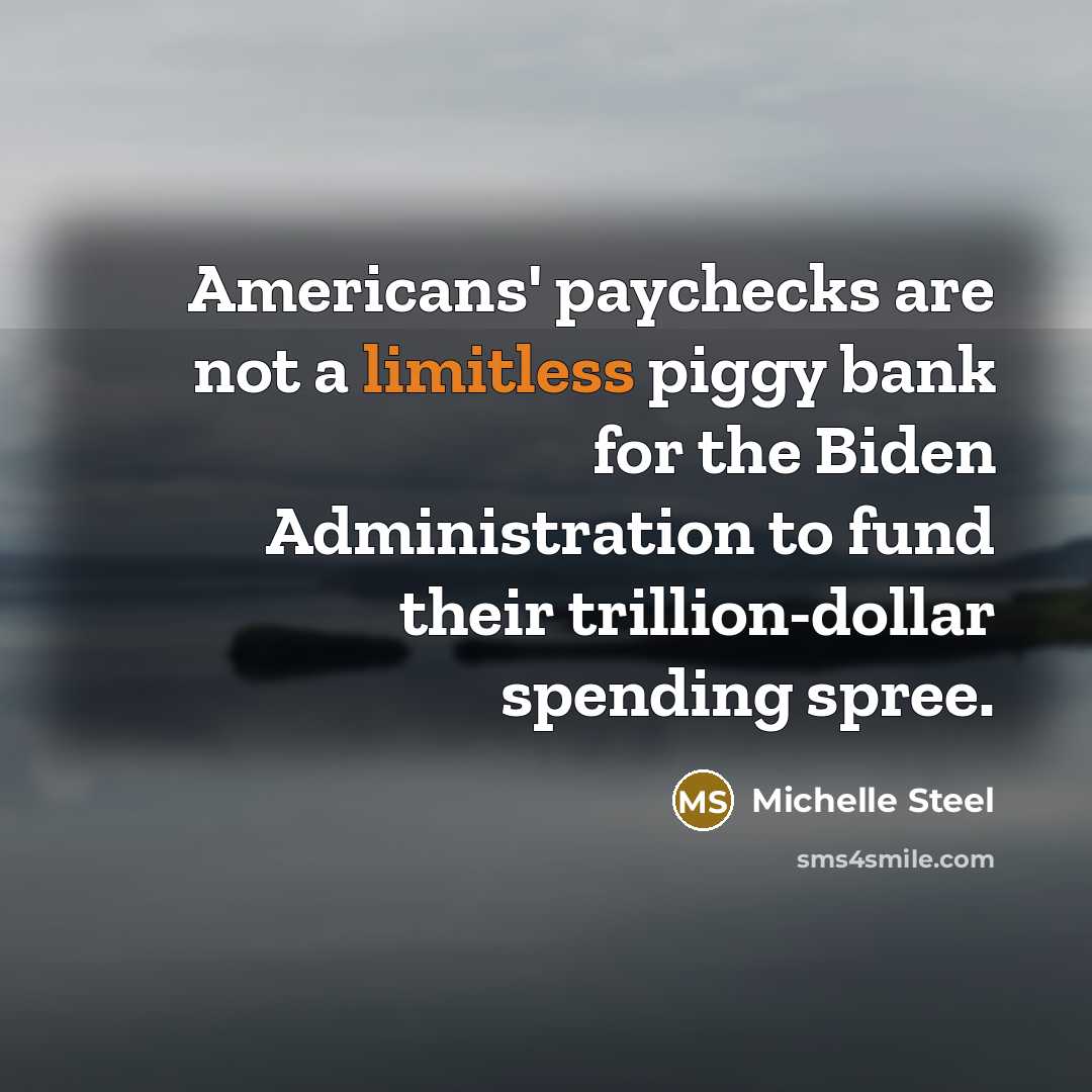 “Americans' paychecks are not a limitless piggy bank for the…” quote by Michelle Steel