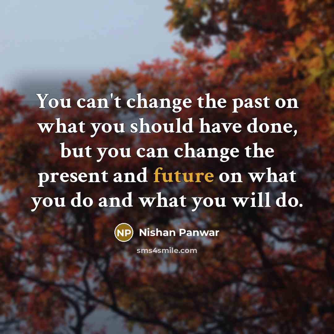 “You can't change the past on what you should have done, but you can change the present and future on what you do and what you will do.” quote by Nishan Panwar