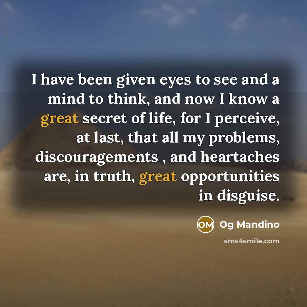 “I have been given eyes to see and a mind…” quote by Og Mandino