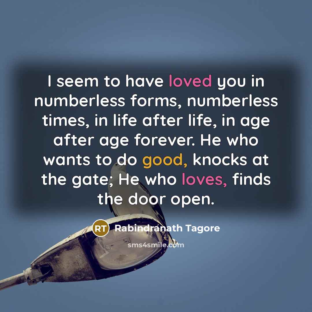 “I seem to have loved you in numberless forms, numberless…” quote by Rabindranath Tagore