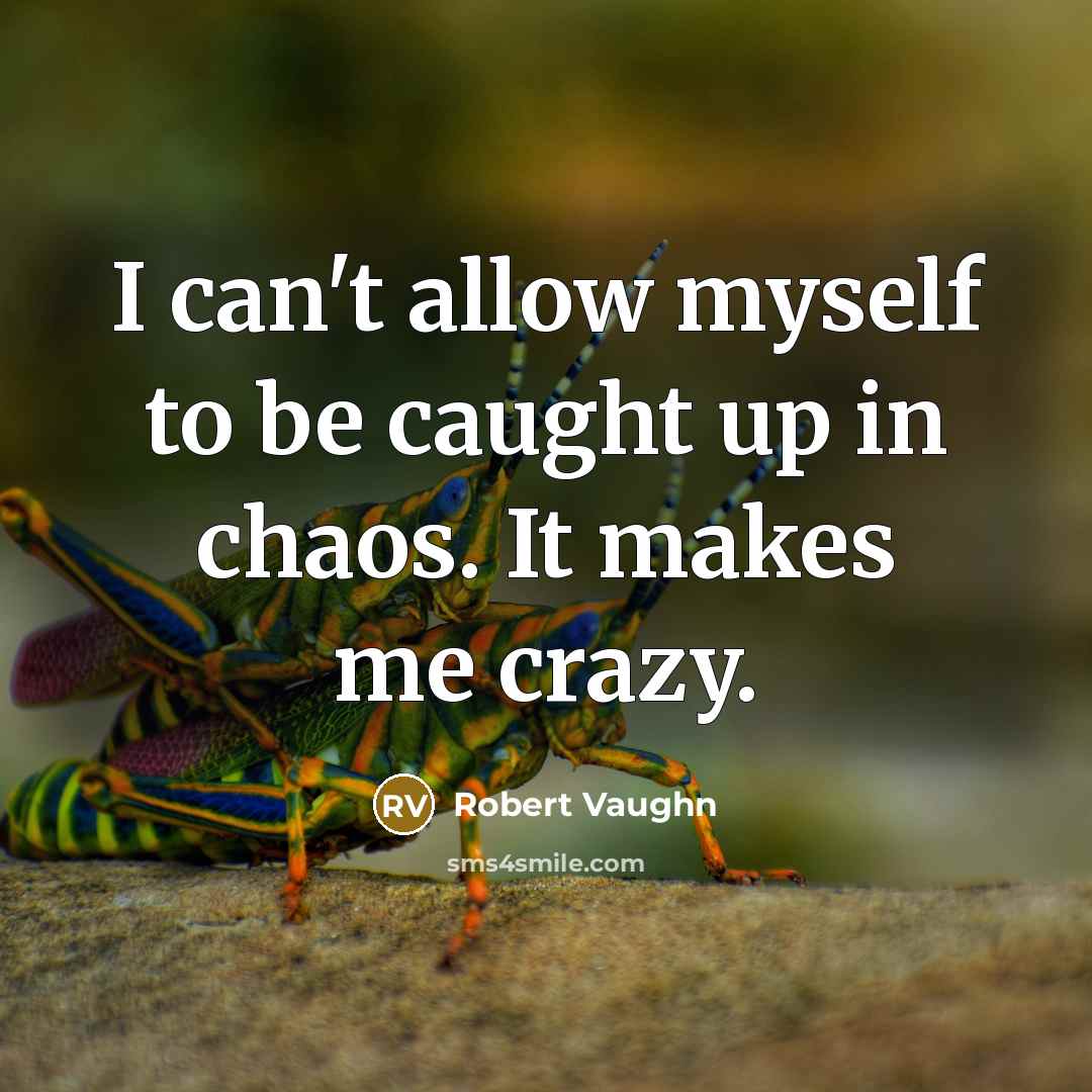 “I can't allow myself to be caught up in chaos.…” quote by Robert Vaughn