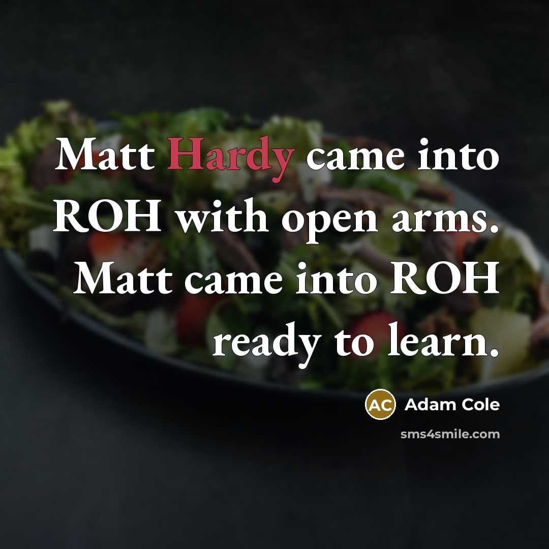 “Matt Hardy came into ROH with open arms. Matt came…” quote by Adam Cole