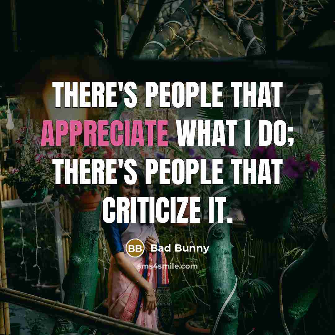 “There's people that appreciate what I do; there's people that…” quote by Bad Bunny