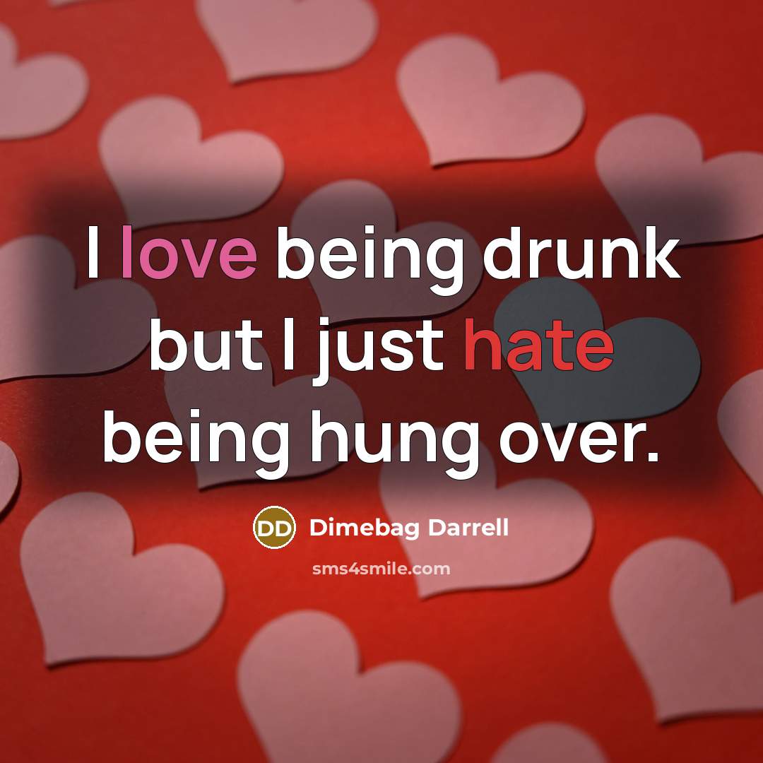 “I love being drunk but I just hate being hung over.” quote by Dimebag Darrell