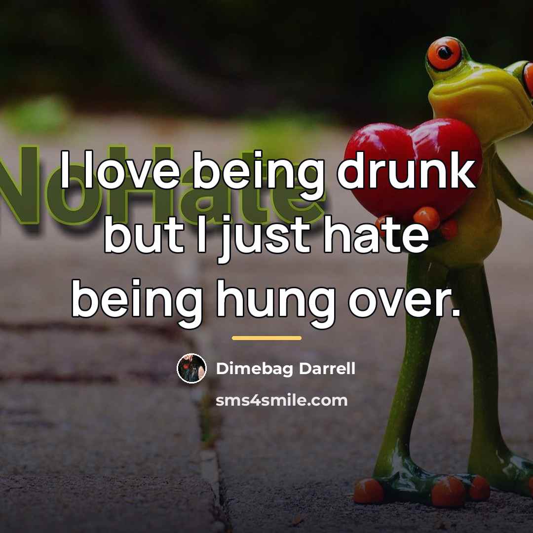 “I love being drunk but I just hate being hung…” quote by Dimebag Darrell