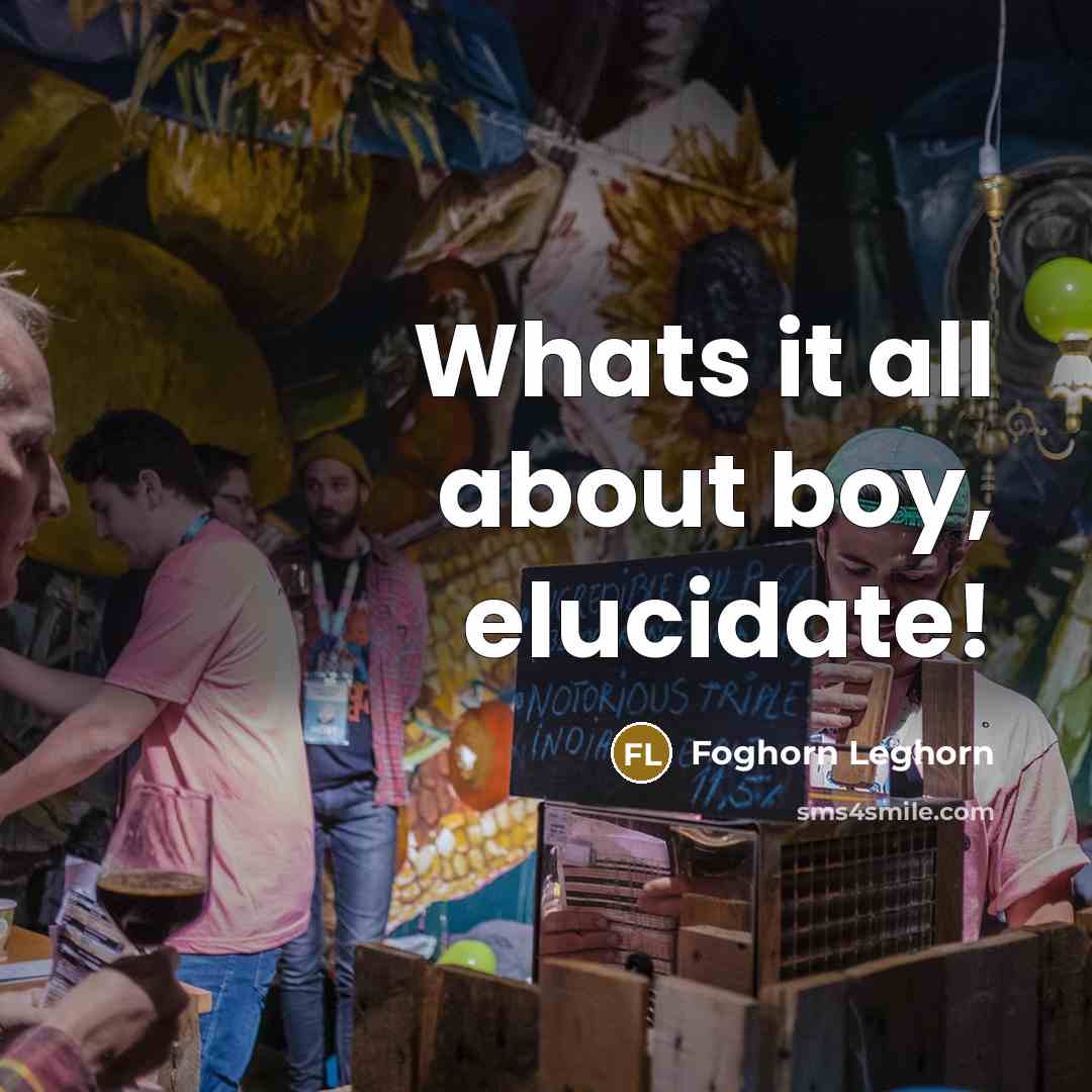 “Whats it all about boy, elucidate!…” quote by Foghorn Leghorn