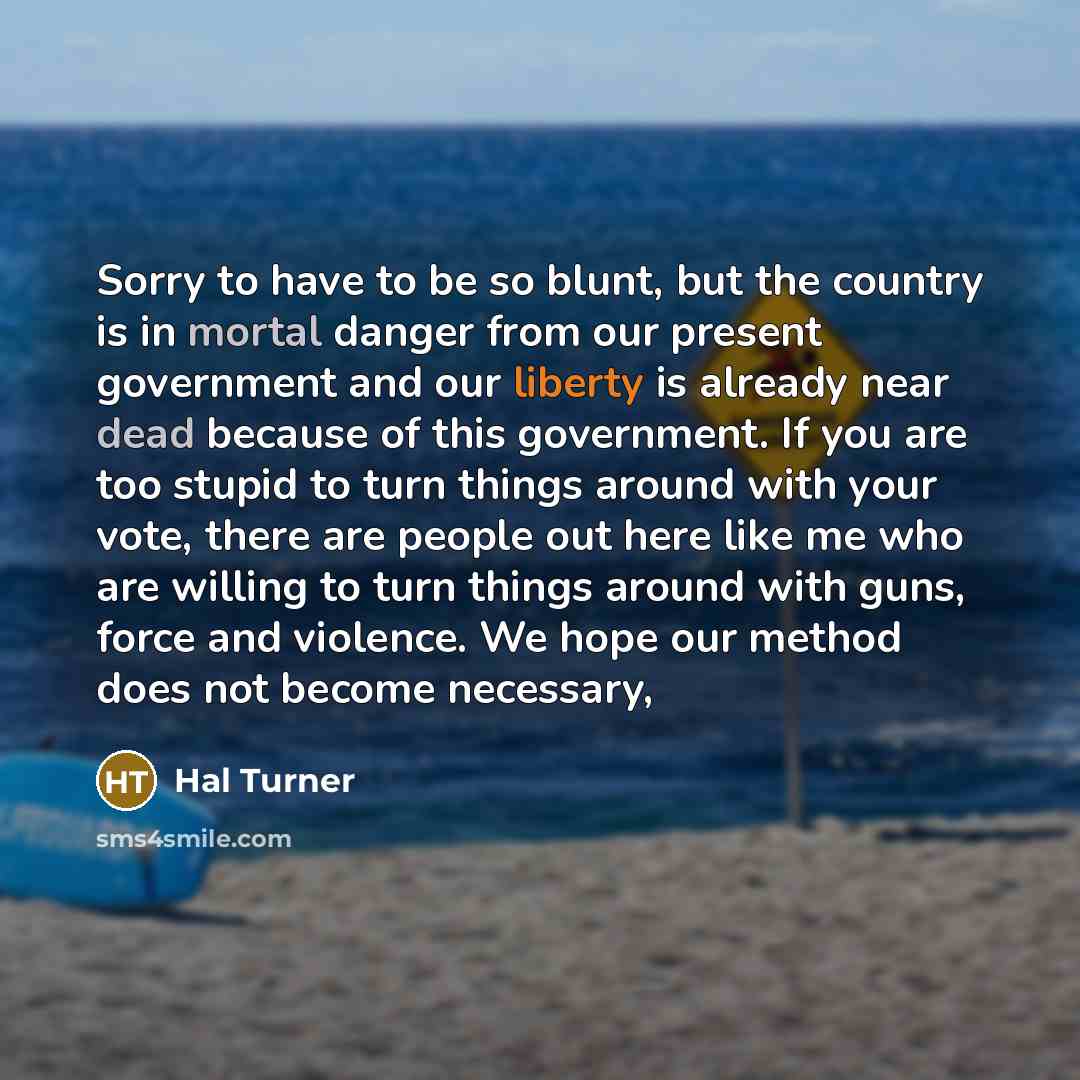 “Sorry to have to be so blunt, but the country…” quote by Hal Turner