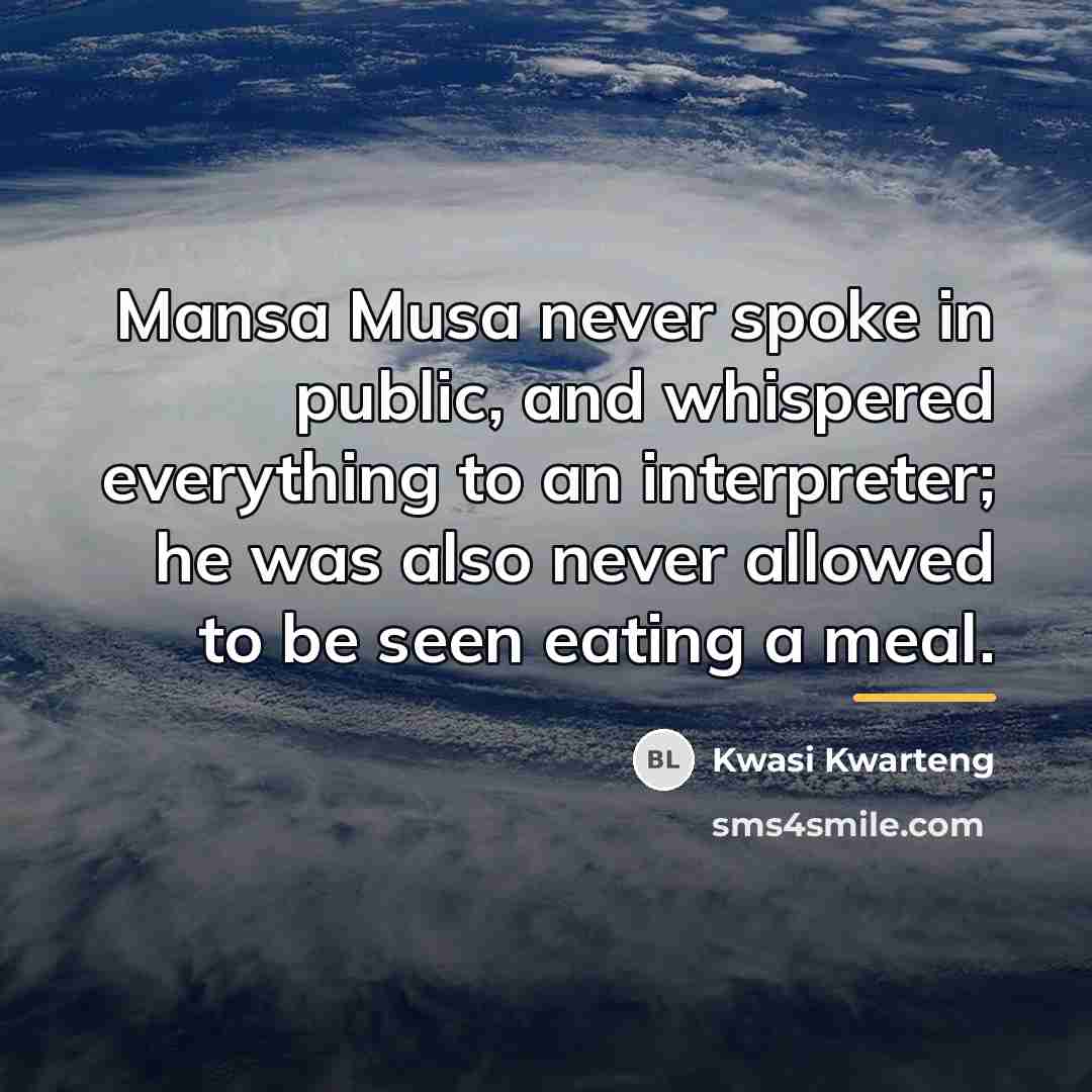 “Mansa Musa never spoke in public, and whispered everything to…” quote by Kwasi Kwarteng