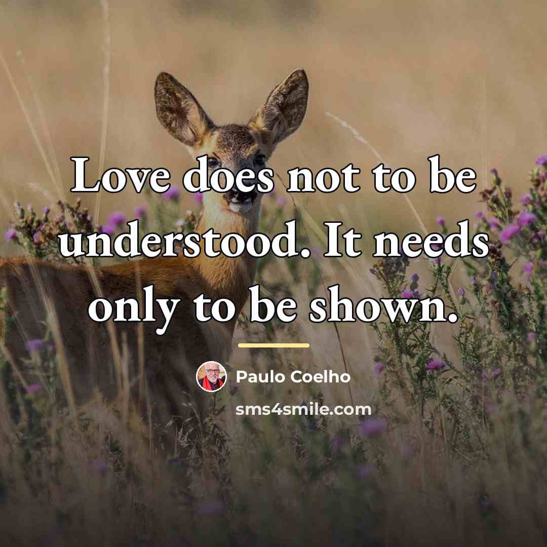 “Love does not to be understood. It needs only to…” quote by Paulo Coelho