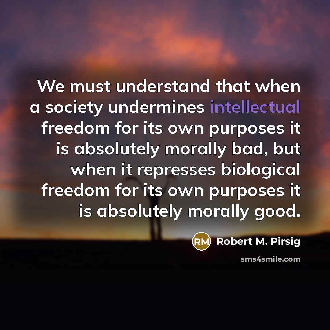 “We must understand that when a society undermines intellectual freedom…” quote by Robert M. Pirsig