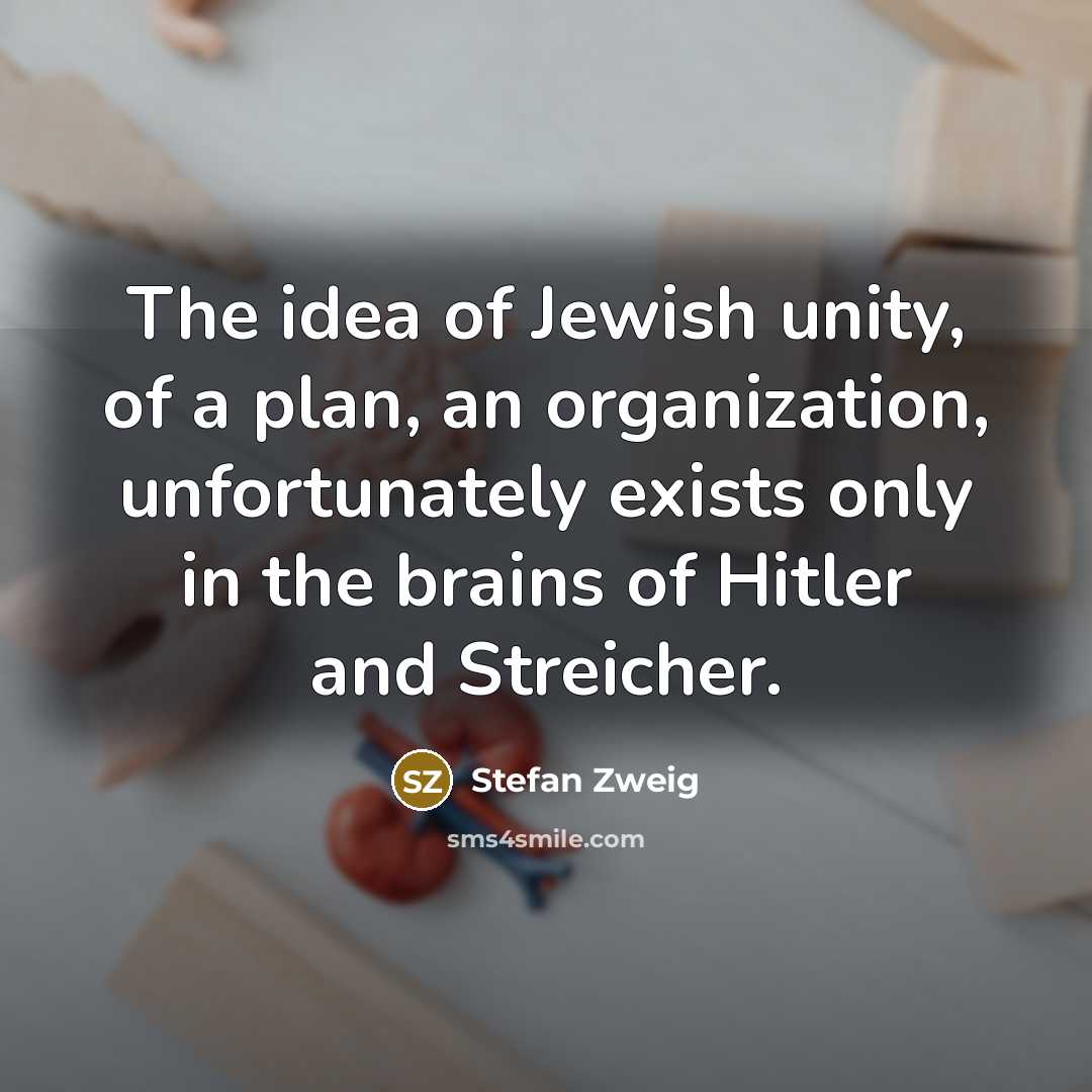 “The idea of Jewish unity, of a plan, an organization,…” quote by Stefan Zweig