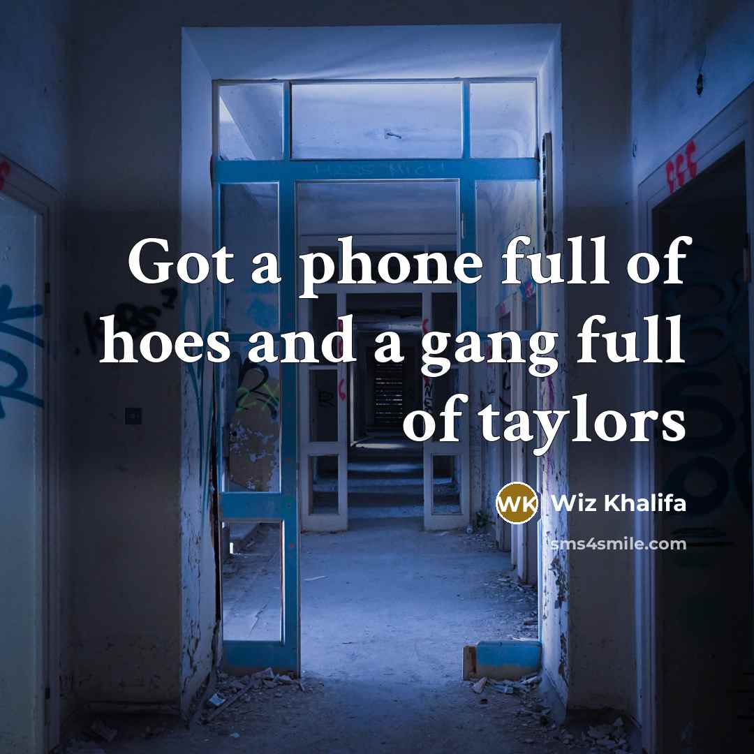 “Got a phone full of hoes and a gang full of taylors” quote by Wiz Khalifa