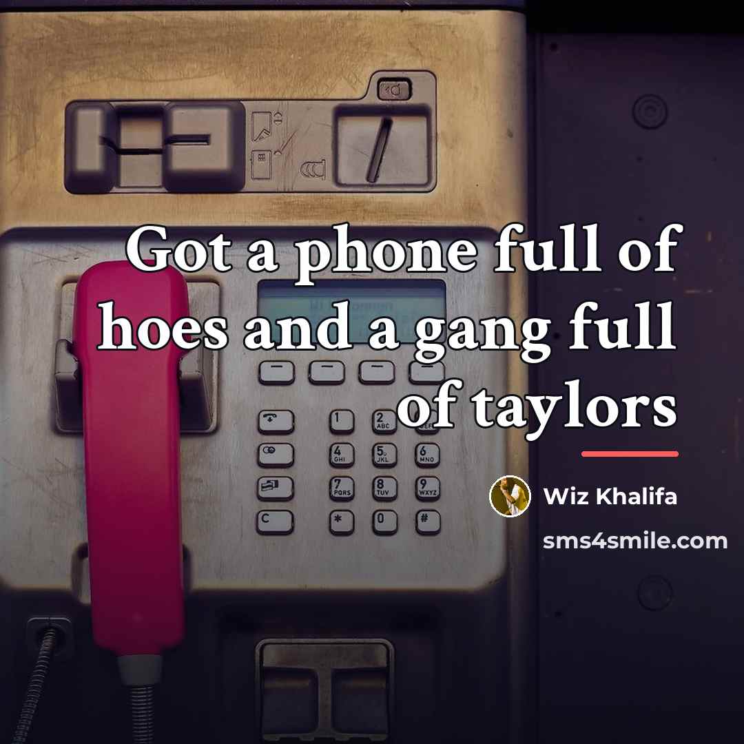 “Got a phone full of hoes and a gang full…” quote by Wiz Khalifa