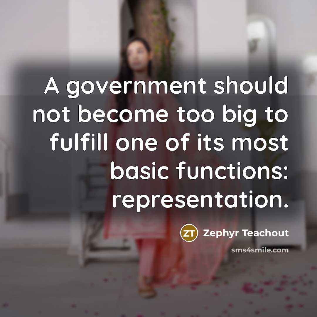 “A government should not become too big to fulfill one…” quote by Zephyr Teachout