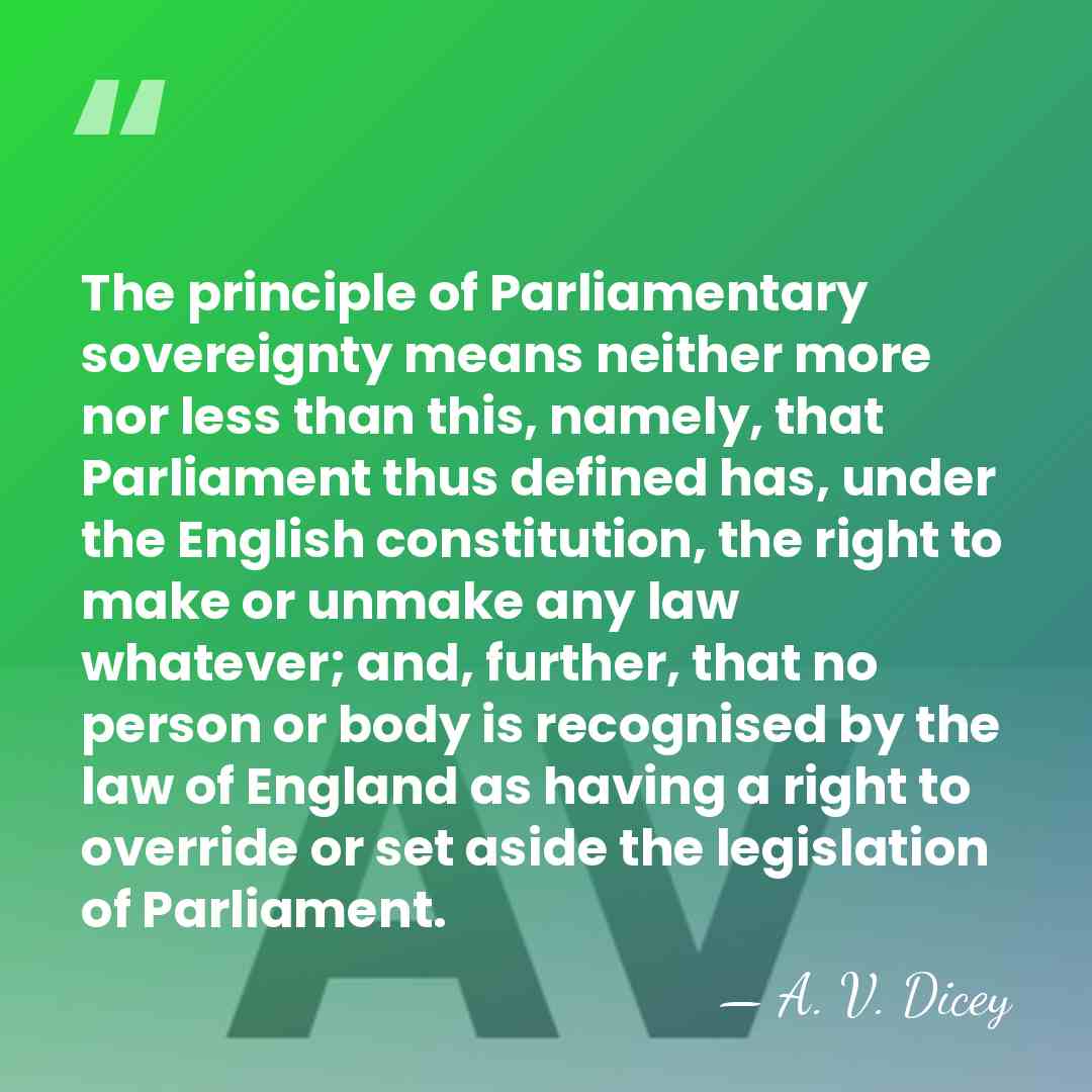 The principle of Parliamentary sovereignty means neither more nor less than this,&hellip; - A. V. Dicey