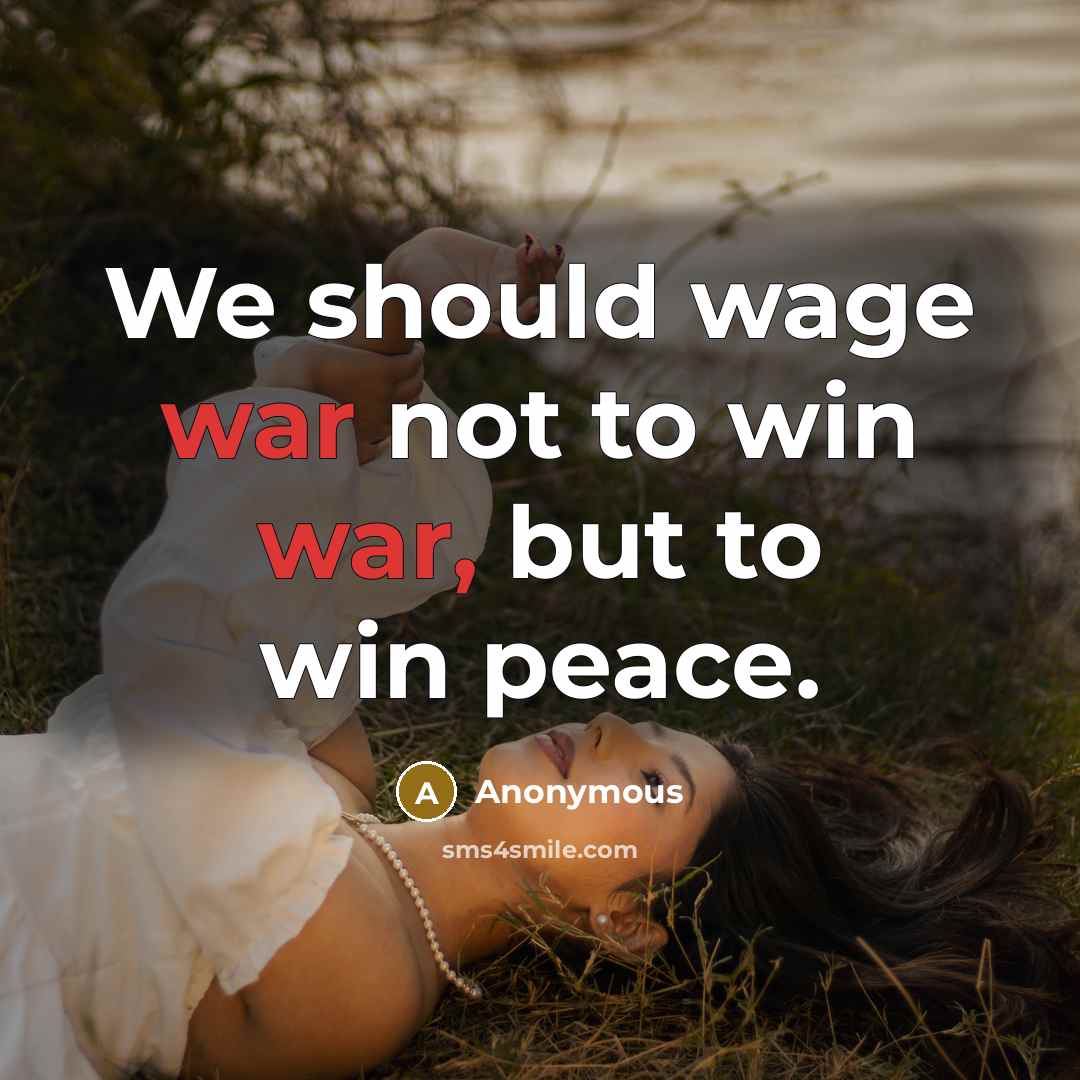 “We should wage war not to win war, but to…” quote by Anonymous