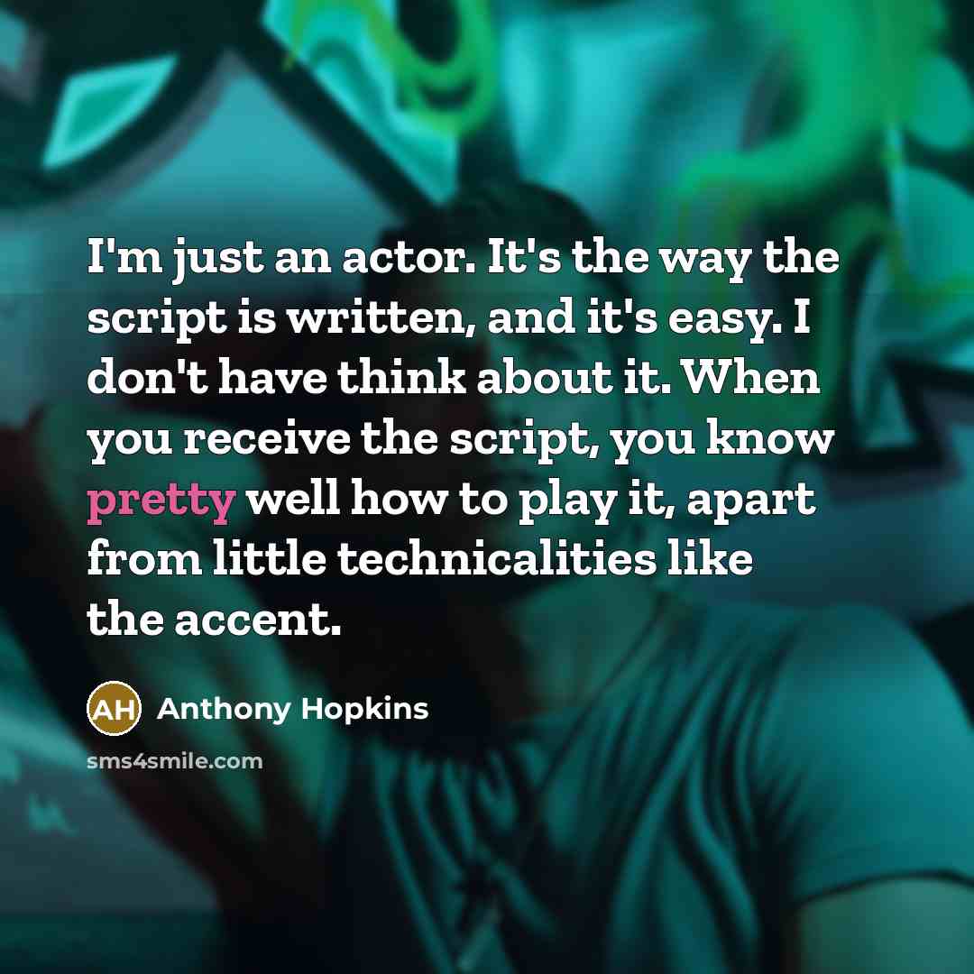 “I'm just an actor. It's the way the script is…” quote by Anthony Hopkins