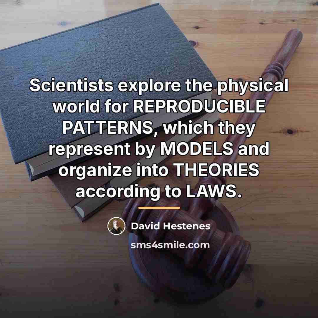 “Scientists explore the physical world for REPRODUCIBLE PATTERNS, which they…” quote by David Hestenes