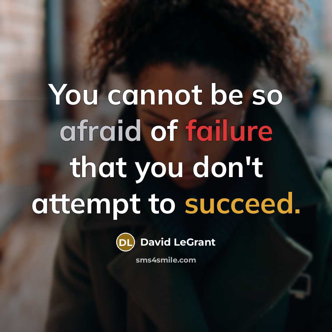 “You cannot be so afraid of failure that you don't attempt to succeed.” quote by David LeGrant