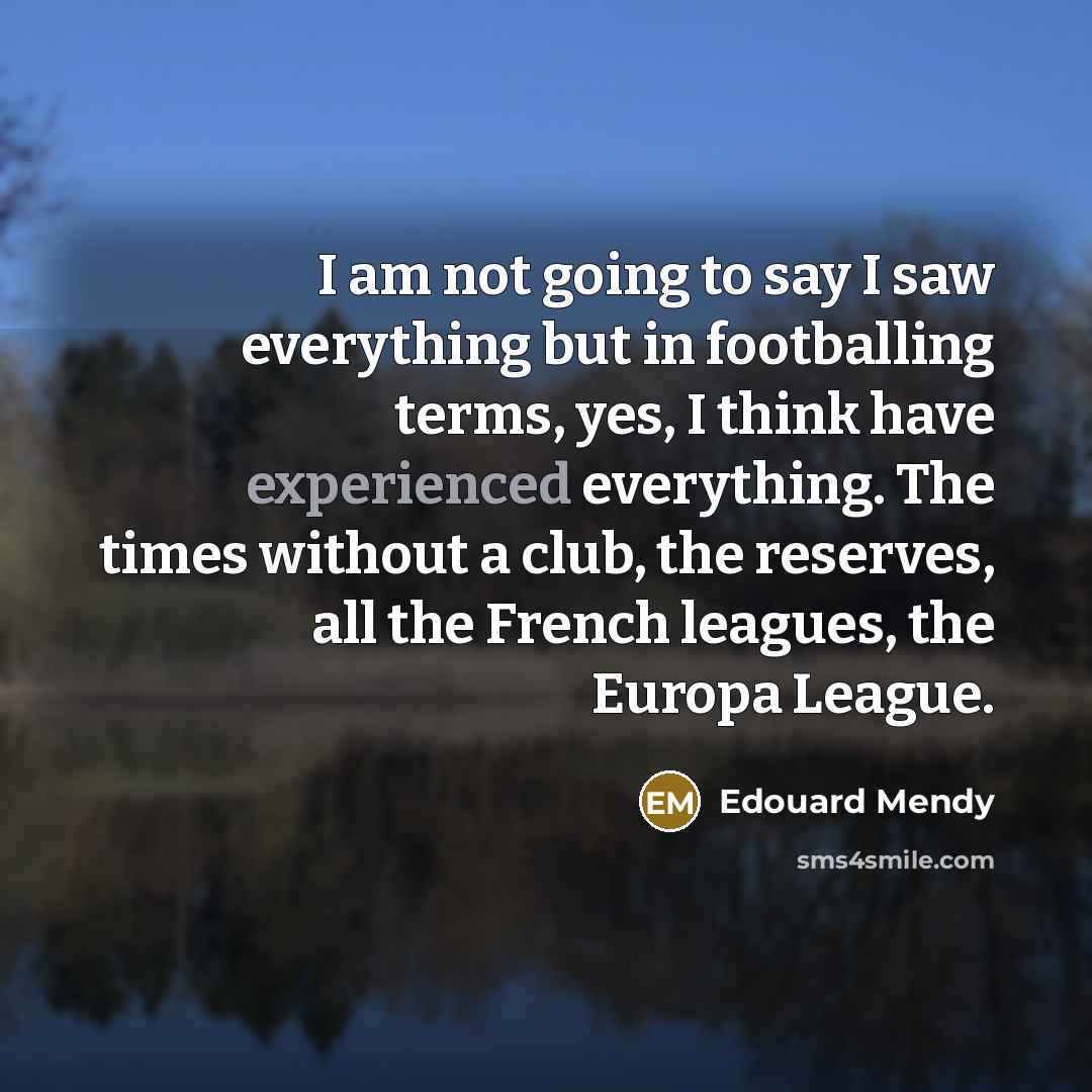 “I am not going to say I saw everything but…” quote by Edouard Mendy