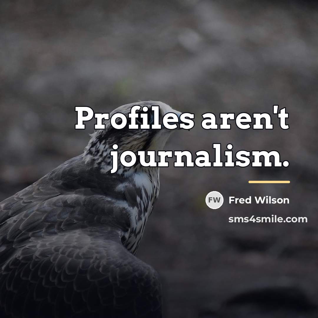 “Profiles aren't journalism.…” quote by Fred Wilson