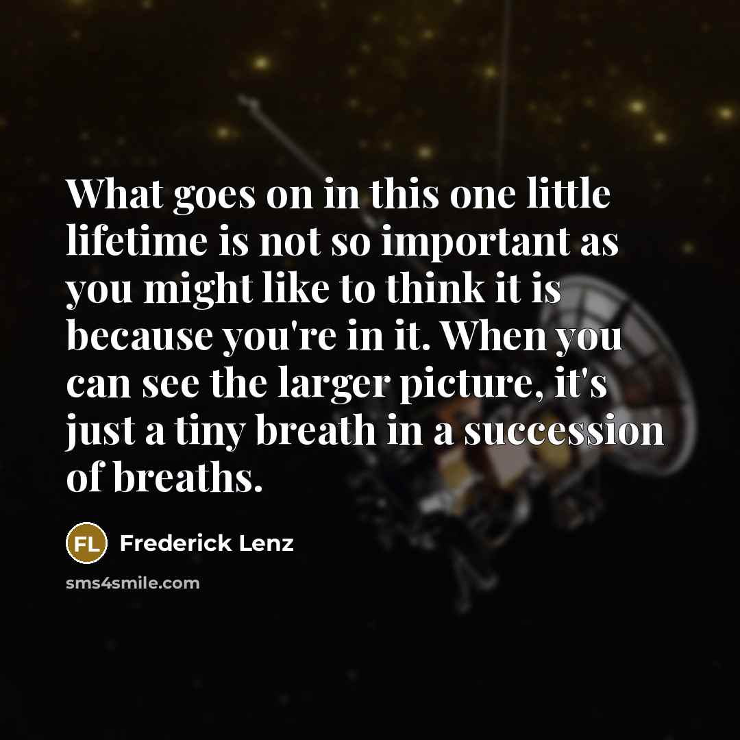 “What goes on in this one little lifetime is not…” quote by Frederick Lenz