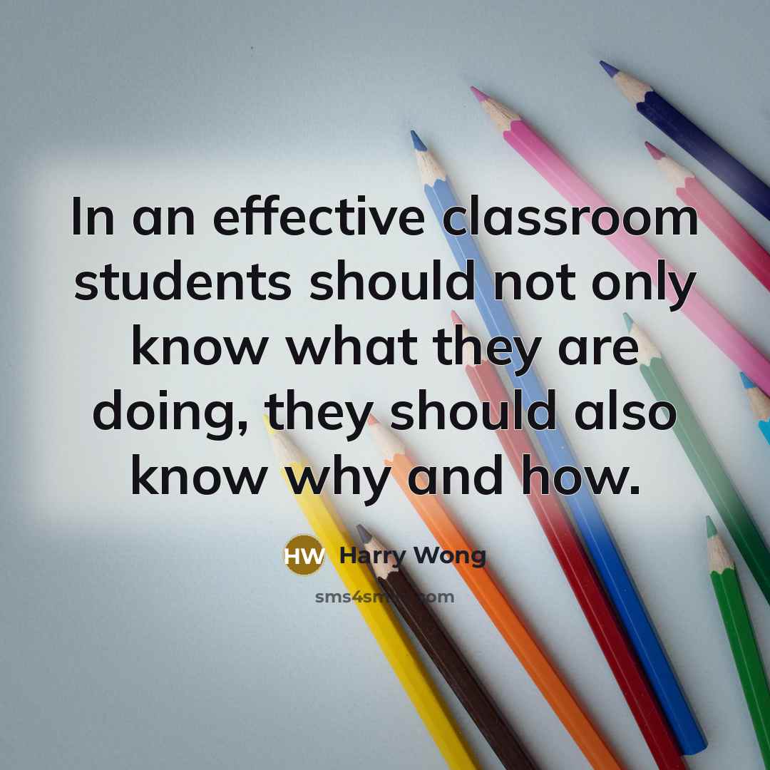 “In an effective classroom students should not only know what…” quote by Harry Wong