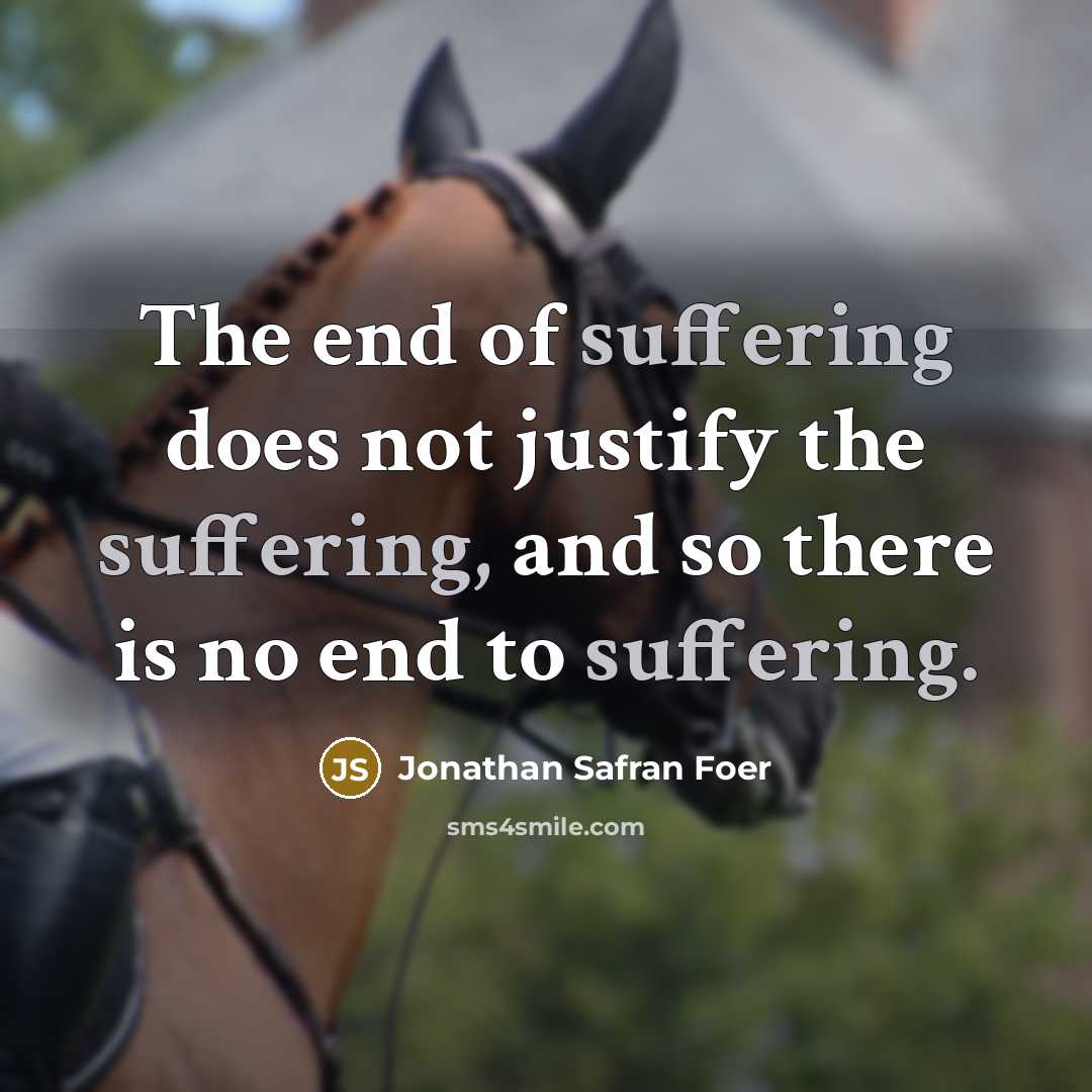 “The end of suffering does not justify the suffering, and…” quote by Jonathan Safran Foer