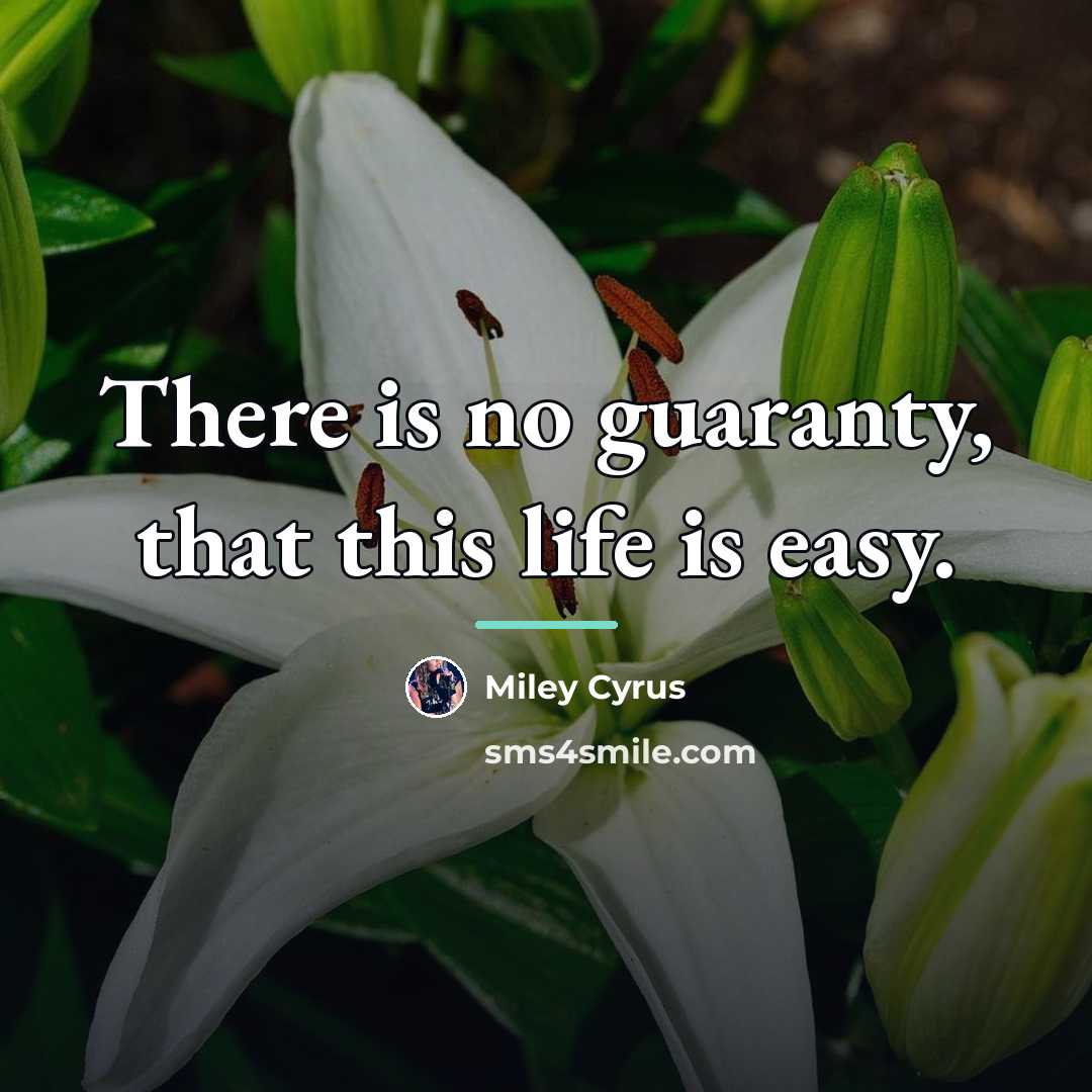 “There is no guaranty, that this life is easy.…” quote by Miley Cyrus