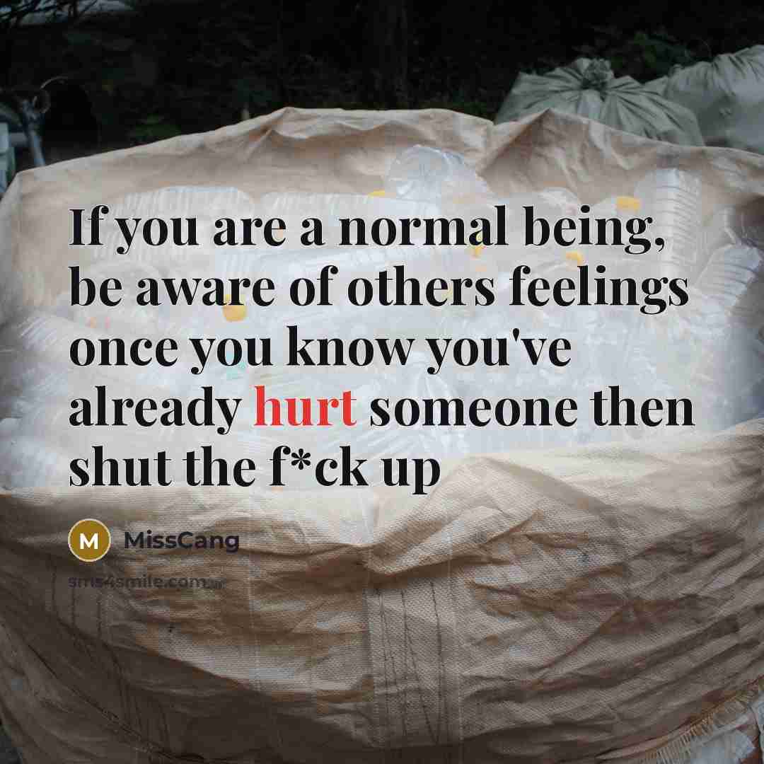 “If you are a normal being, be aware of others…” quote by MissCang