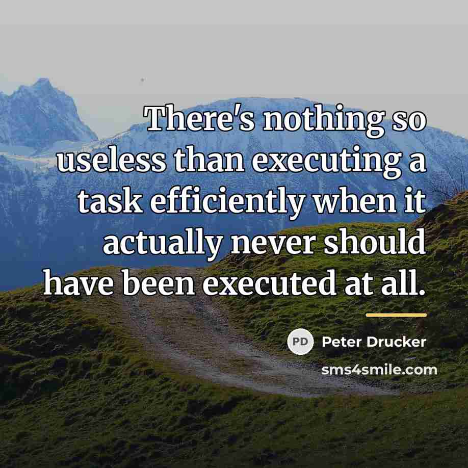 “There's nothing so useless than executing a task efficiently when…” quote by Peter Drucker