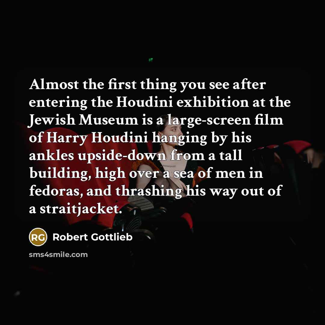 “Almost the first thing you see after entering the Houdini…” quote by Robert Gottlieb