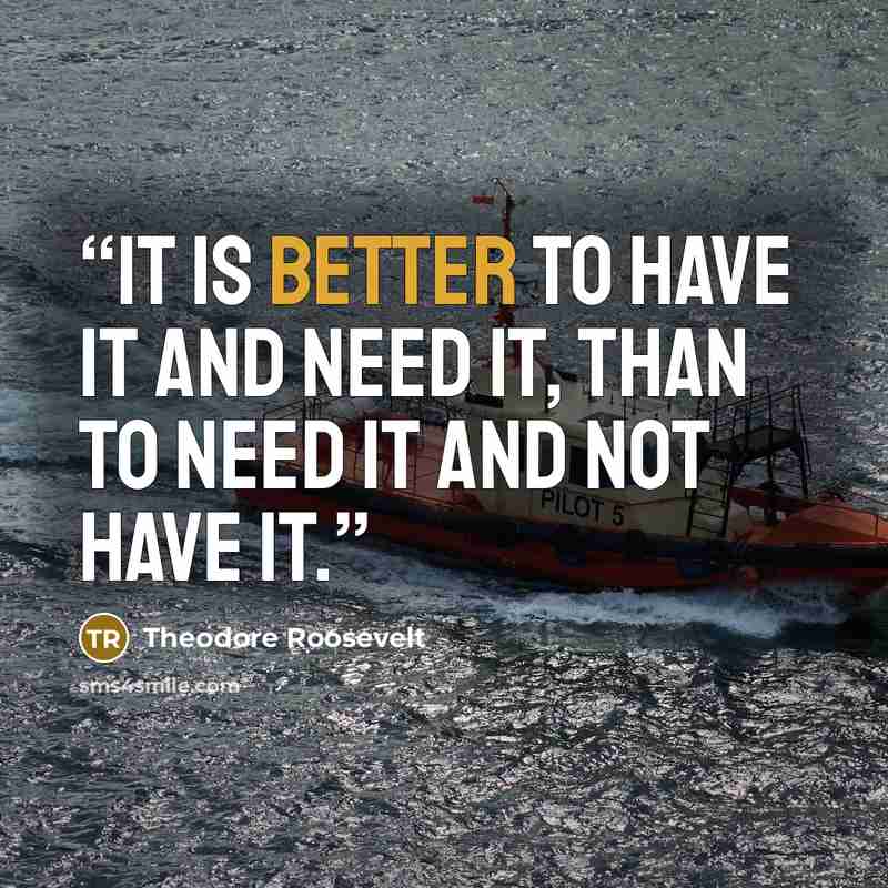 “It is better to have it and need it, than to need it and not have it.” quote by Theodore Roosevelt